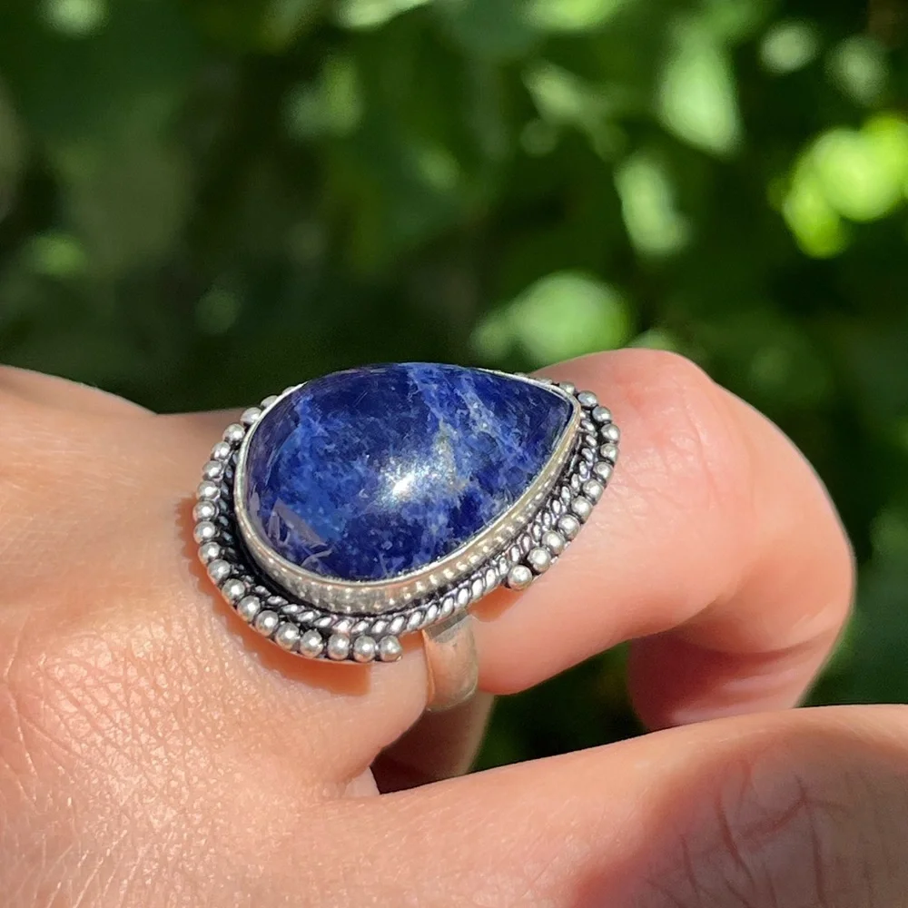 Size 6.25 925 silver plated‎ sodalite ring